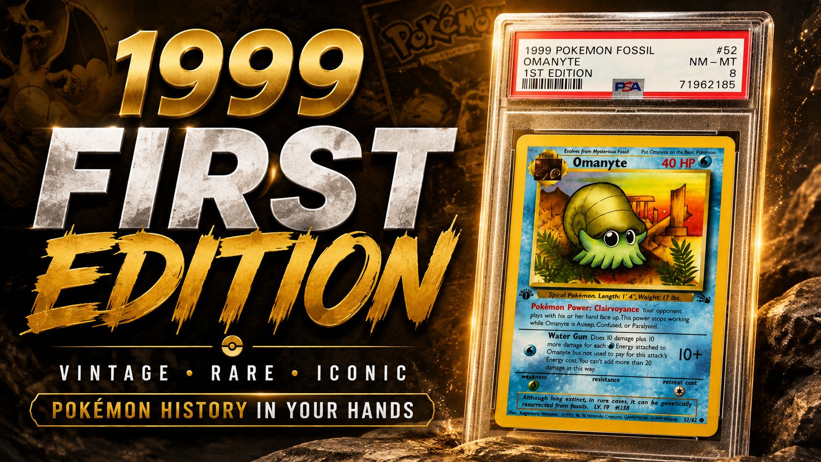 1999 Pokemon Fossil OMANYTE 1st Edition